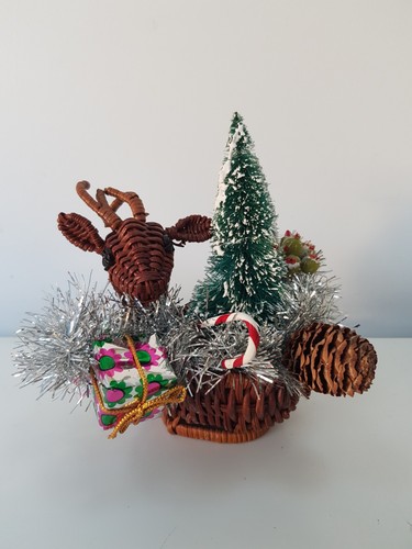 Vintage wicker basket deer - vintage,