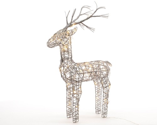 Grey wicker deer led - led, christmas