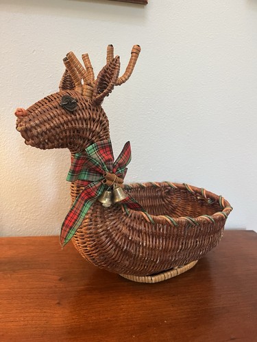 Vintage wicker reindeer - reindeer, basket