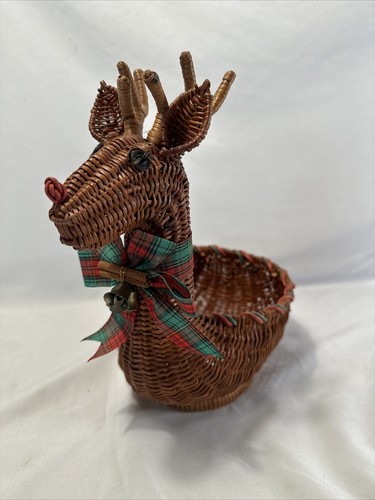 Vtg wicker reindeer deer - vtg,