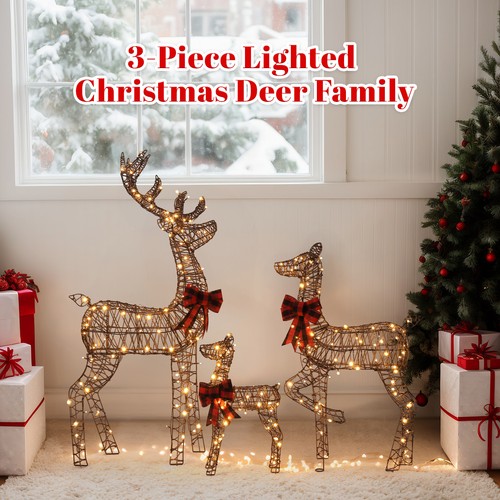 3pcs 4ft lighted christmas - 4ft,