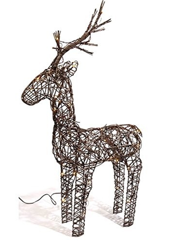 Brown wicker deer led - wicker,