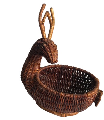Deer basket vintage - basket,