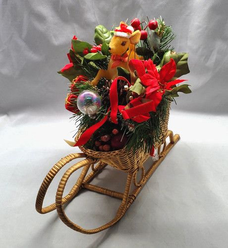 Mcm christmas sleigh wicker - sleigh,