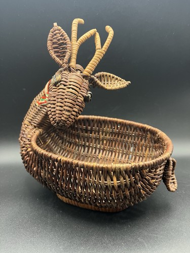 Vintage wicker reindeer - reindeer, basket