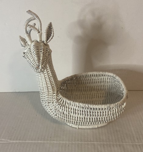 Vintage white wicker reindeer - vintage,