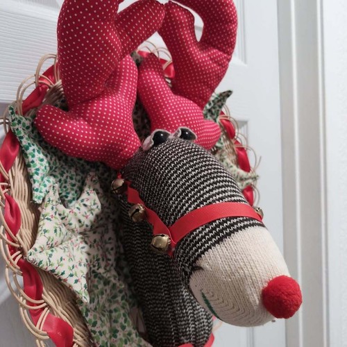 Vintage handmade sock - handmade, reindeer