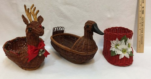 Wicker baskets rudolph - rudolph, red