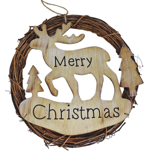 Decoration 24cm rattan wreath - decoration,